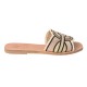 IRIS LEATHER SANDAL - Khaki and Pink Gold