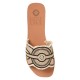 IRIS LEATHER SANDAL - Khaki and Pink Gold